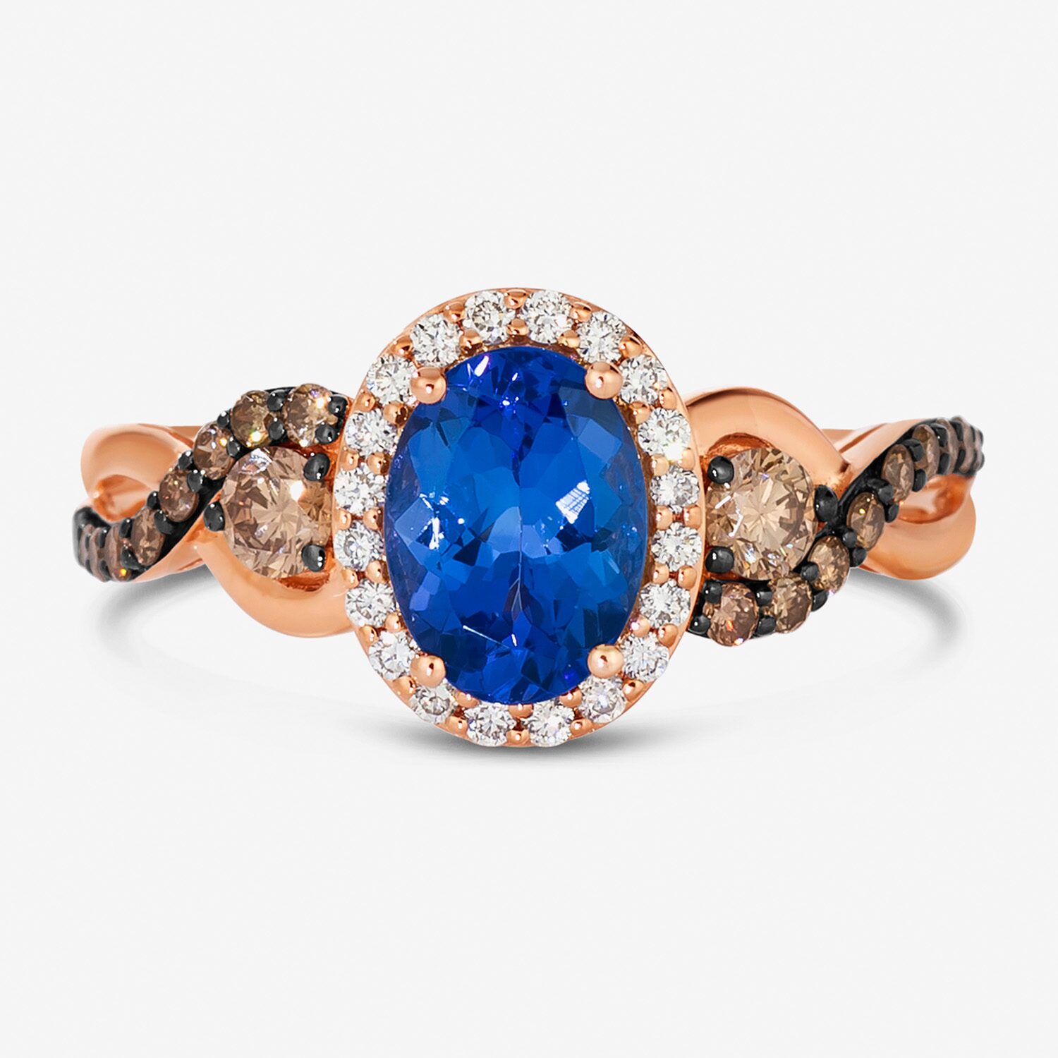 Le Vian® Ring featuring 1 CT. Blueberry Tanzanite® 3/8 Chocolate Diamonds® 1/6 Nude Diamonds™ set 14K Strawberry Gold®