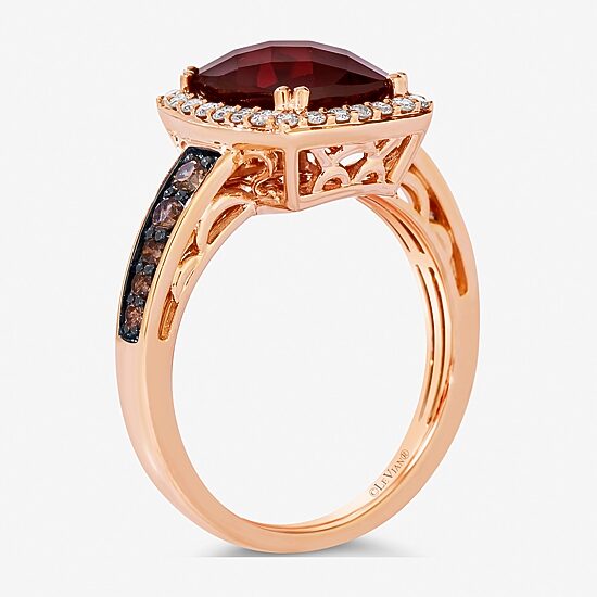 Le Vian® Ring featuring 3 5/8 CT. Pomegranate Garnet™ 1/4 CT. Chocolate Diamonds® 1/4 CT. Nude Diamonds™ set in 14K Strawberry Gold®