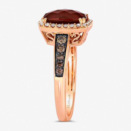 Le Vian® Ring featuring 3 5/8 CT. Pomegranate Garnet™ 1/4 CT. Chocolate Diamonds® 1/4 CT. Nude Diamonds™ set in 14K Strawberry Gold®