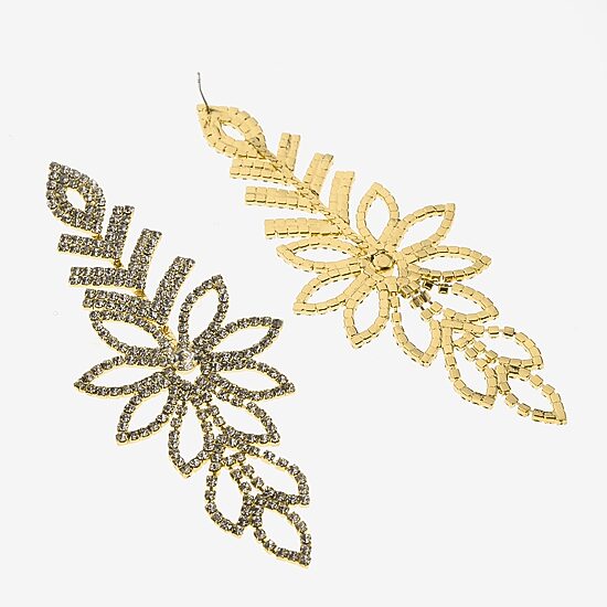 Bijoux Bar Gold Tone Womens Glass Flower Drop Earrings
