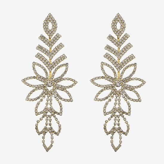 Bijoux Bar Gold Tone Womens Glass Flower Drop Earrings