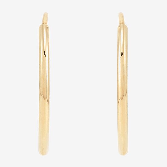 Womens 14K Gold 16mm Round Hoop Earrings