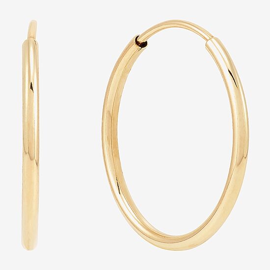 Womens 14K Gold 16mm Round Hoop Earrings