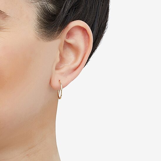 Womens 14K Gold 16mm Round Hoop Earrings