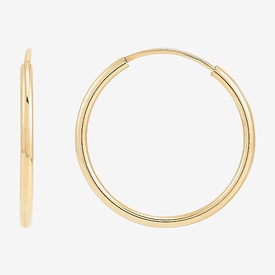 Womens 14K Gold 16mm Round Hoop Earrings