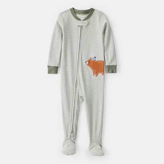 Carter's Toddler Boys Rib Crew Neck Long Sleeve Footed Pajamas