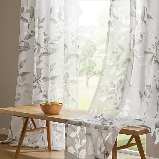 Madison Park Vera Burnout Printed Grommet Top Sheer Set of 2 Curtain Panel