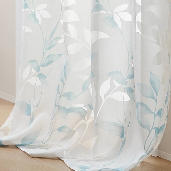 Madison Park Vera Burnout Printed Grommet Top Sheer Set of 2 Curtain Panel