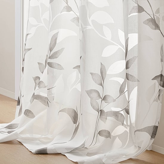 Madison Park Vera Burnout Printed Grommet Top Sheer Set of 2 Curtain Panel