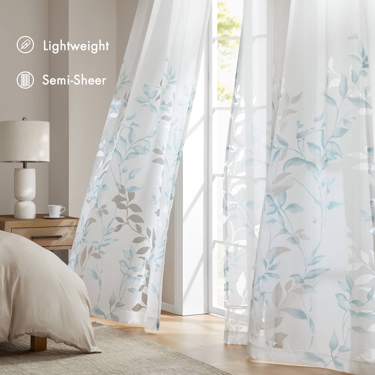 Madison Park Vera Burnout Printed Grommet Top Sheer Set of 2 Curtain Panel