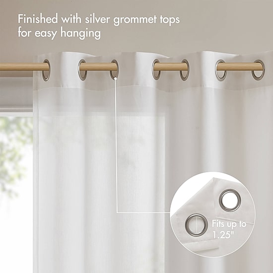 Madison Park Vera Burnout Printed Grommet Top Sheer Set of 2 Curtain Panel
