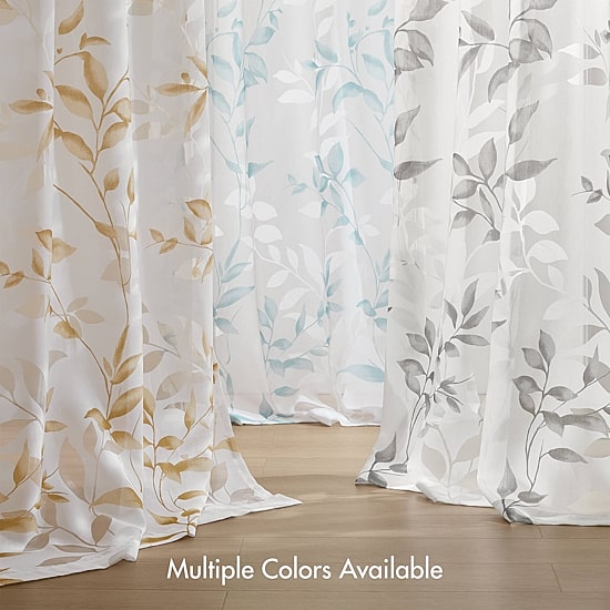 Madison Park Vera Burnout Printed Grommet Top Sheer Set of 2 Curtain Panel