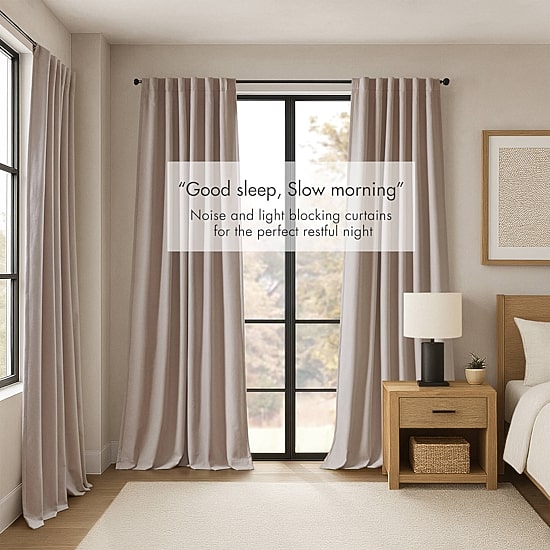 Madison Park Karien Sound Blocking Rod Pocket Back Tab 100% Blackout Set of 2 Curtain Panel