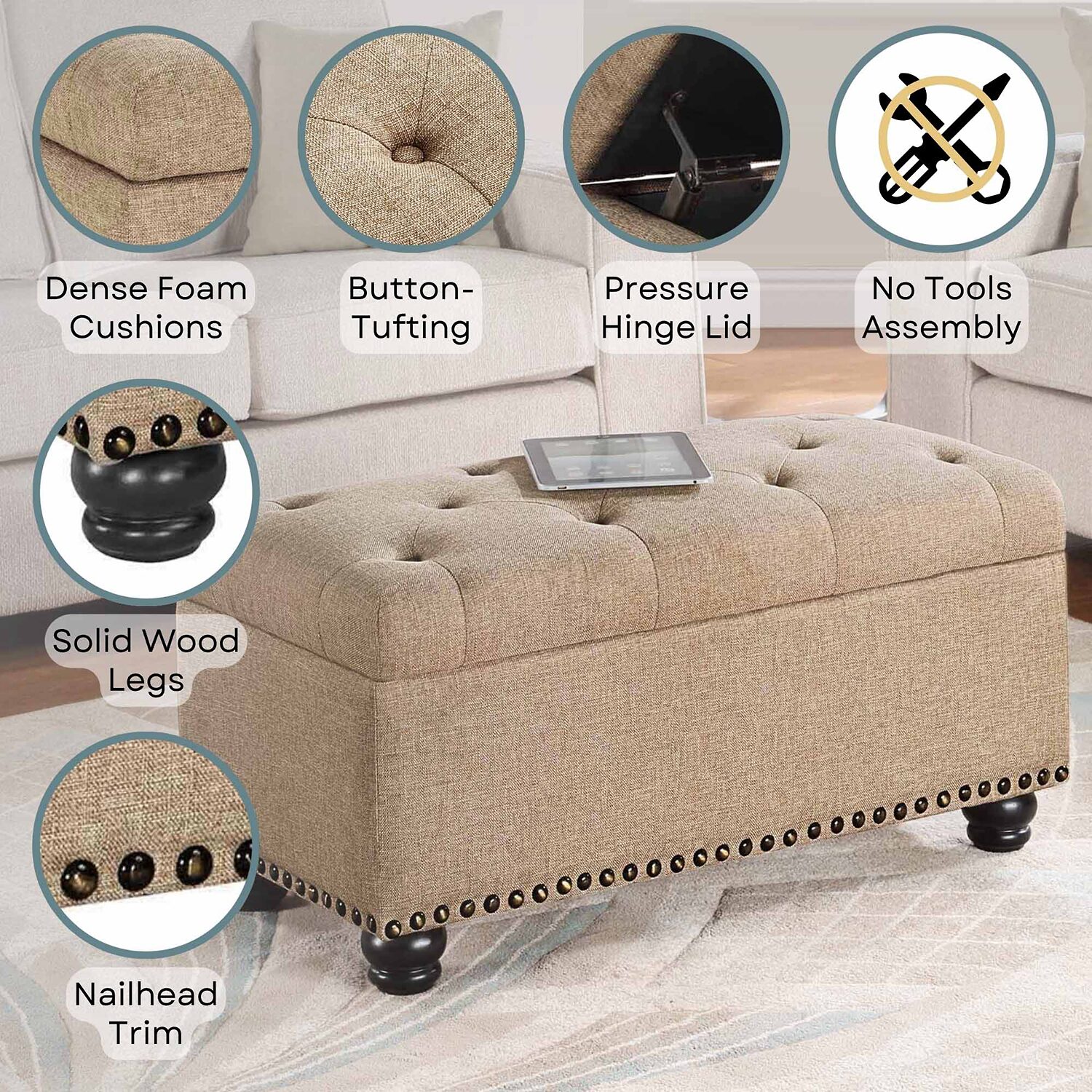 Designs4Comfort 7th Avenue Storage Ottoman