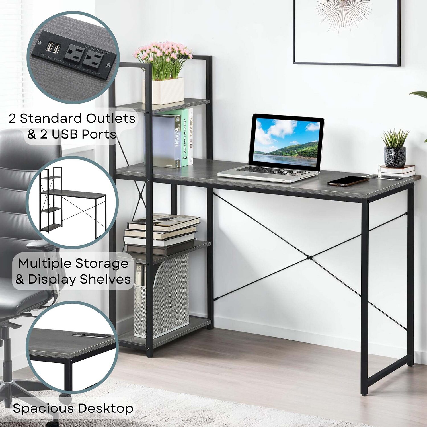 Convenience Concepts Designs2go Office And Library Collection Writing Desk