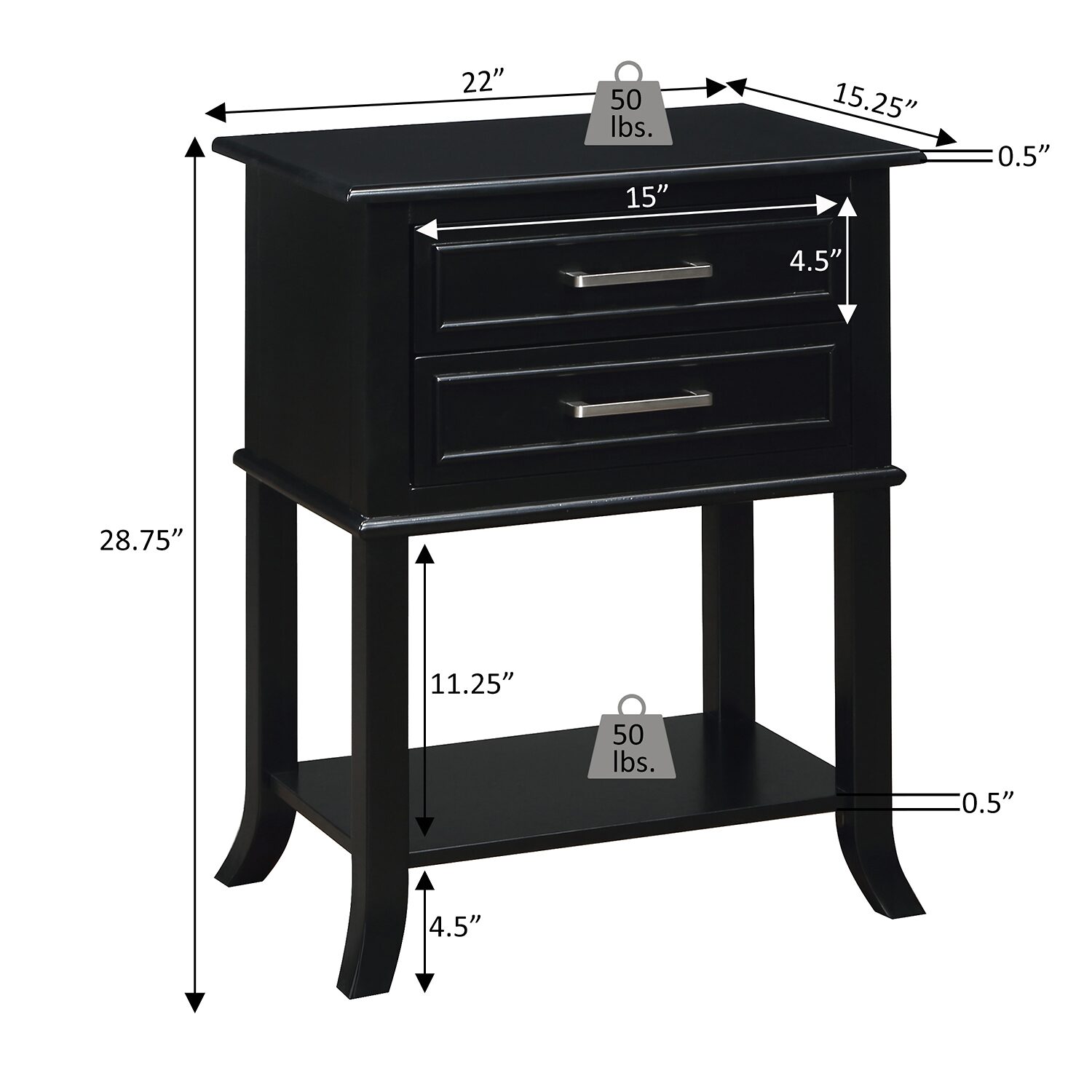 Convenience Concepts Sydney 2-Drawer End Table
