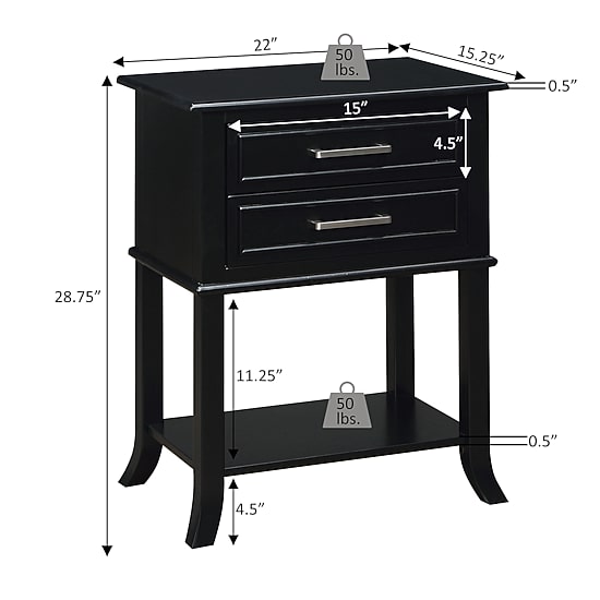Convenience Concepts Sydney 2-Drawer End Table