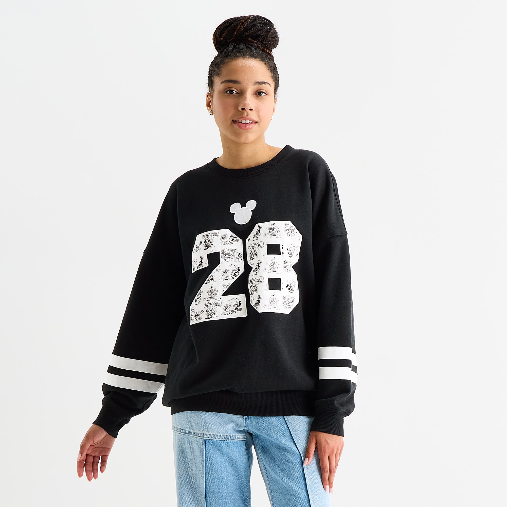 Womens Juniors Crew Neck Long Sleeve Mickey and Friends Sweatshirt