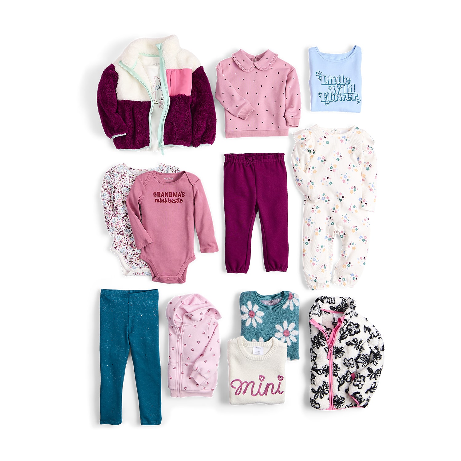 Okie Dokie Baby Girls Round Neck Long Sleeve Rib Bodysuit