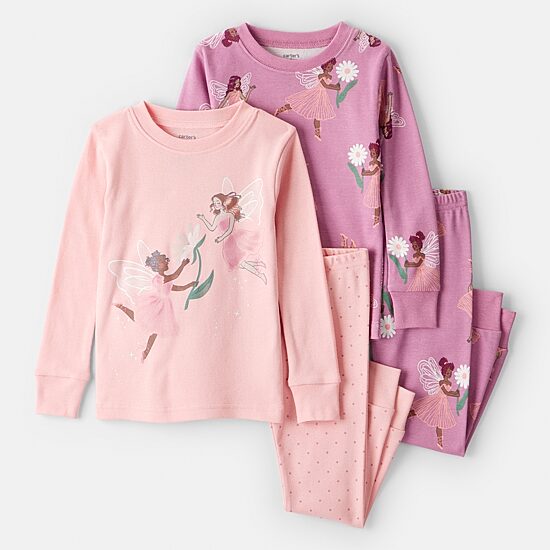 Carter's Toddler Girls Rib Round Neck Long Sleeve 4-pc. Pajama Sets