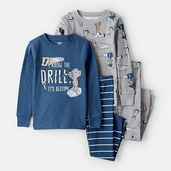 Carter's Toddler Boys Rib Round Neck Long Sleeve 4-pc. Pajama Set