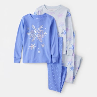 Carter's Little & Big Kid Girls Rib Round Neck Long Sleeve 4-pc. Pajama Set