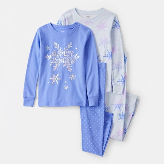 Carter's Little & Big Kid Girls Rib Round Neck Long Sleeve 4-pc. Pajama Set