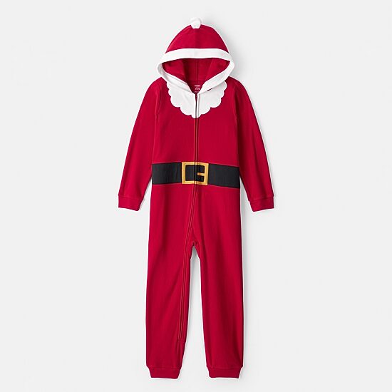 Carter's Santa Little & Big Kid Unisex Hooded Long Sleeve Fleece Jumpsuit
