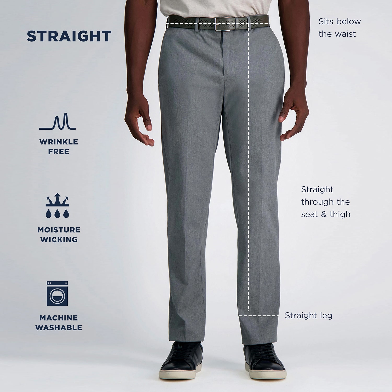 Haggar Wrinkle Free Performance Khaki Mens Straight Fit Flat Front Pant