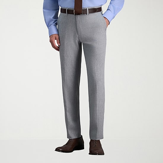 Haggar Premium Comfort Melange Broken Twill Mens Slim Fit Dress Flat Front Pant