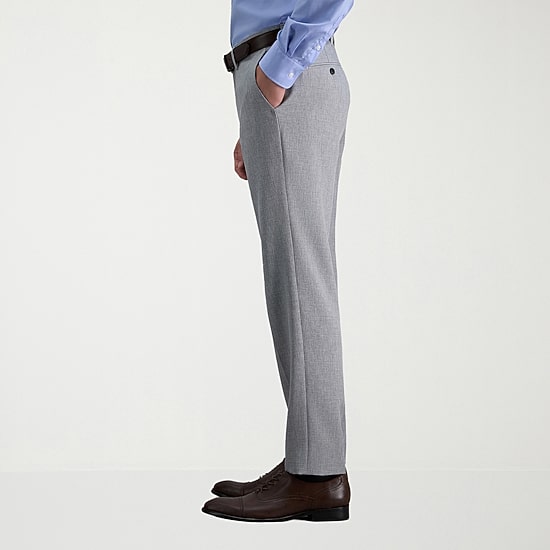 Haggar Premium Comfort Melange Broken Twill Mens Slim Fit Dress Flat Front Pant