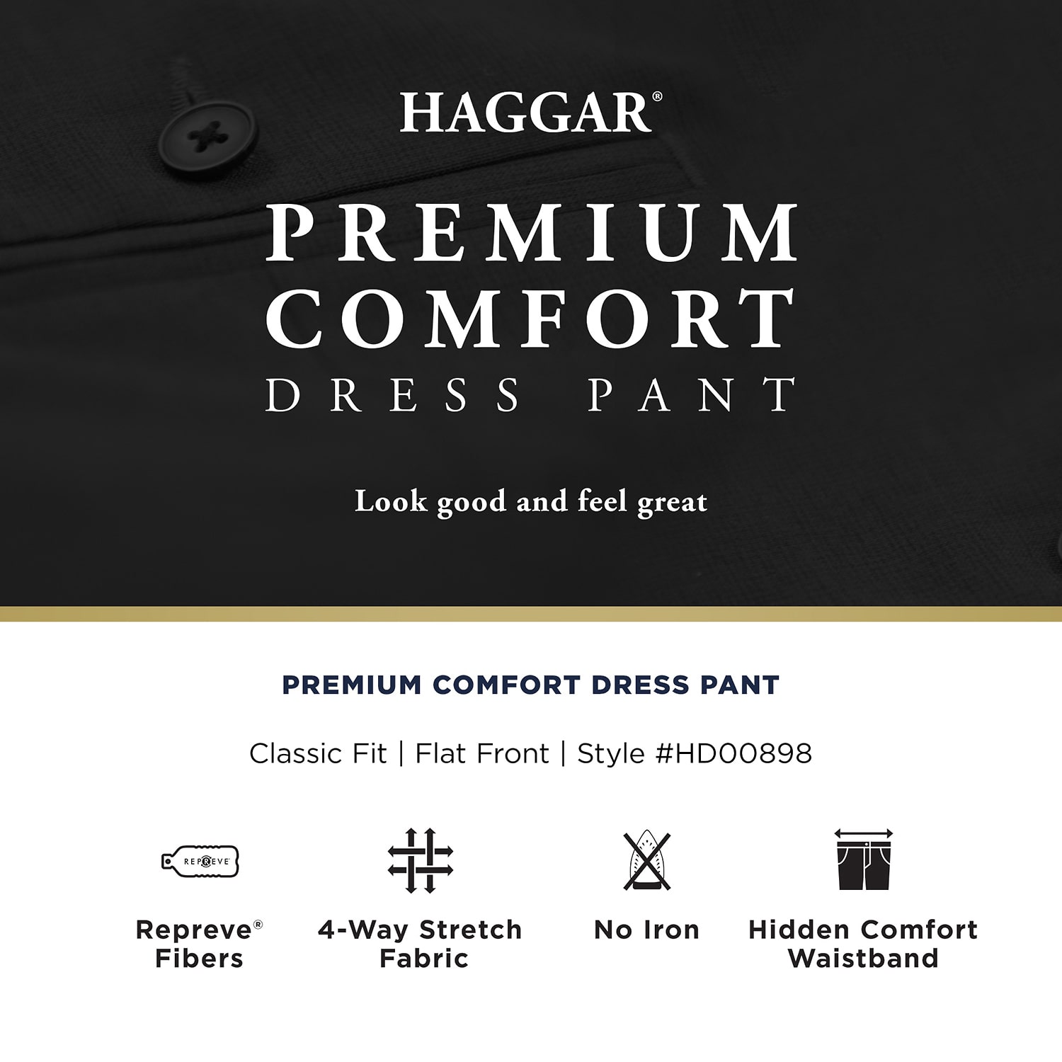 Haggar Premium Comfort Mens Classic Fit Dress Flat Front Pant