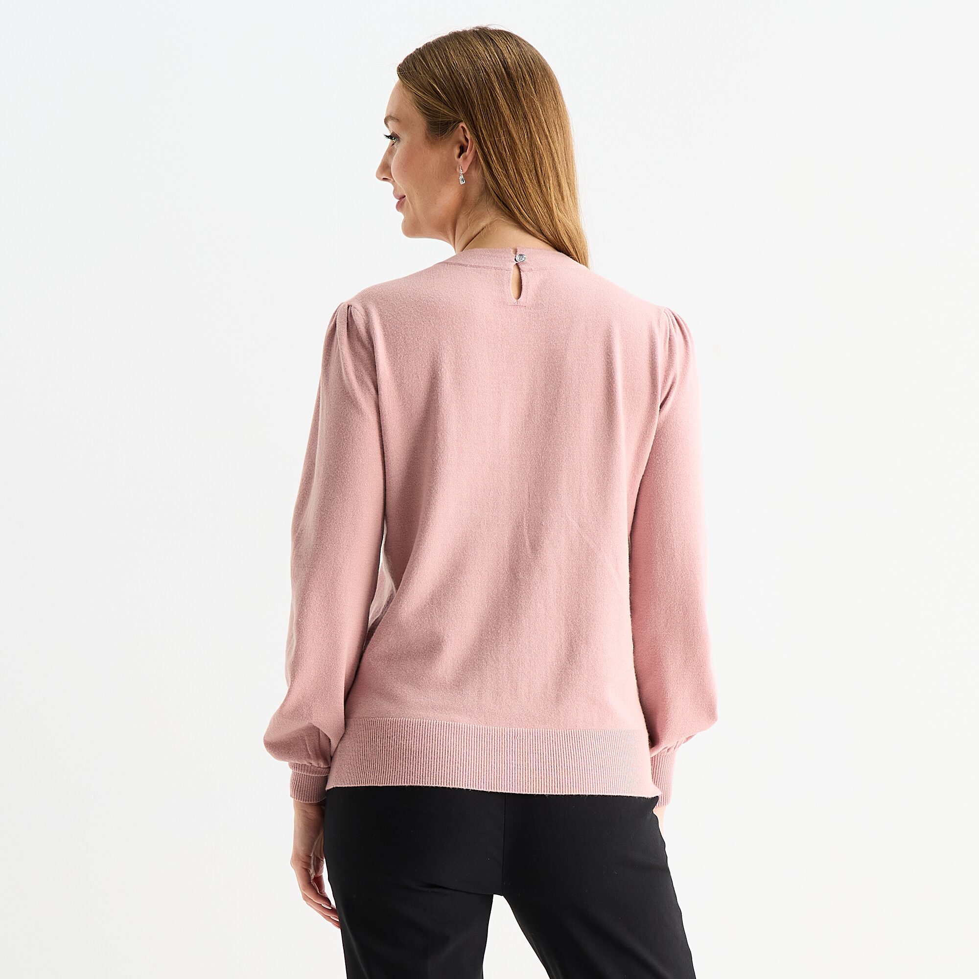 Liz Claiborne Womens Crew Neck Embellished Long Sleeve Pullover Sweater