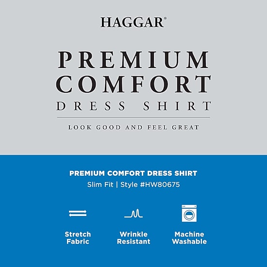 Haggar Premium Comfort Mens Slim Fit Long Sleeve Dress Shirt