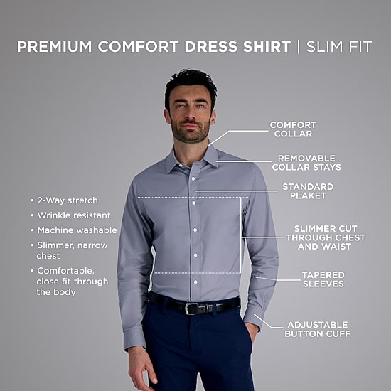 Haggar Premium Comfort Mens Slim Fit Long Sleeve Dress Shirt