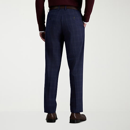Haggar JMH Mens Slim Fit Plaid Flat Front Suit Pant