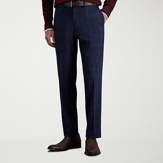 Haggar JMH Mens Slim Fit Plaid Flat Front Suit Pant