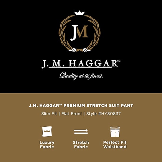 Haggar JMH Mens Slim Fit Plaid Flat Front Suit Pant