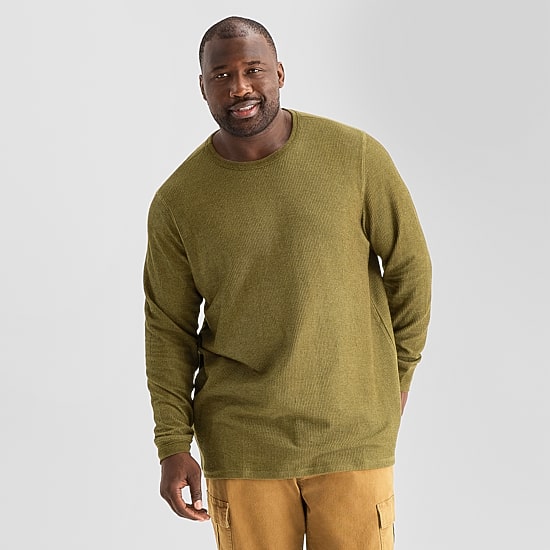 mutual weave Mens Crew Neck Long Sleeve Regular Fit Big and Tall Thermal Top