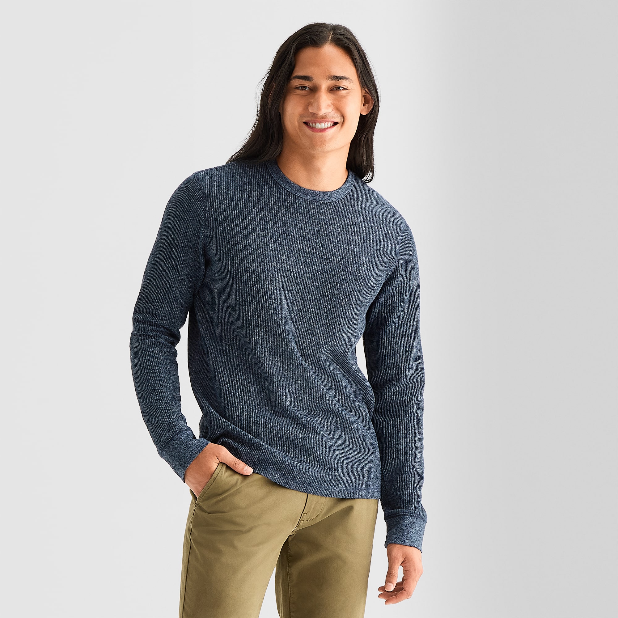mutual weave Mens Crew Neck Long Sleeve Regular Fit Thermal Top