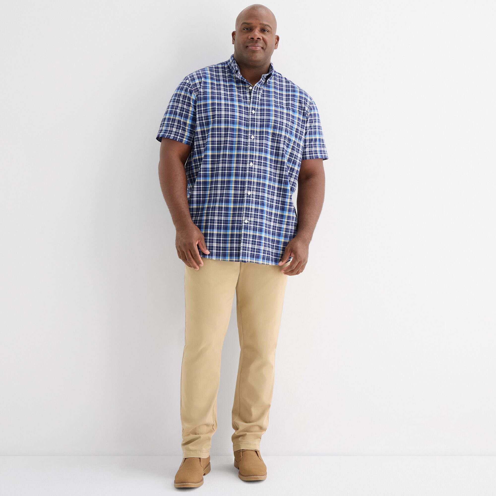 St. John's Bay Everyday Stretch Mens Short Sleeve Classic Fit Big and Tall Button-Down Shirt