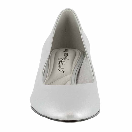 Easy Street Prim Womens Pointed Closed Toe Block Heel Pumps