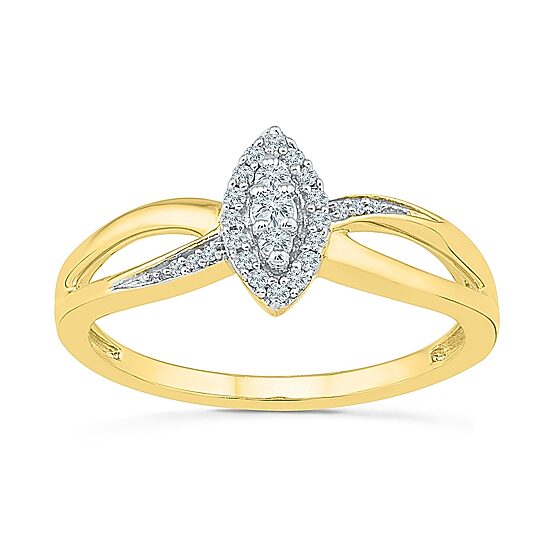 Womens 1/6 CT. T.W. Natural White Diamond 10K Gold Cocktail Ring