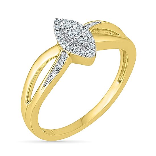 Womens 1/6 CT. T.W. Natural White Diamond 10K Gold Cocktail Ring