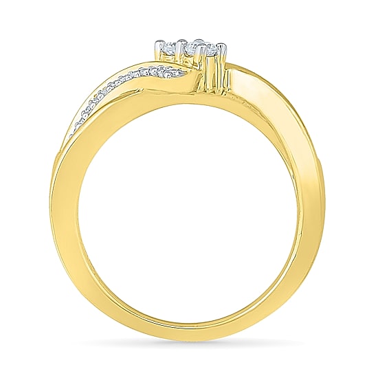 Womens 1/5 CT. Natural White Diamond 10K Gold Cocktail Ring