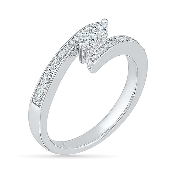 Womens 1/4 CT. T.W. Natural White Diamond 10K Gold Cocktail Ring