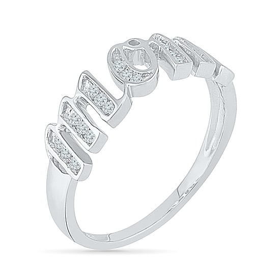"Mom" Womens 2MM 1/8 CT. T.W. Natural White Diamond 10K Gold Band