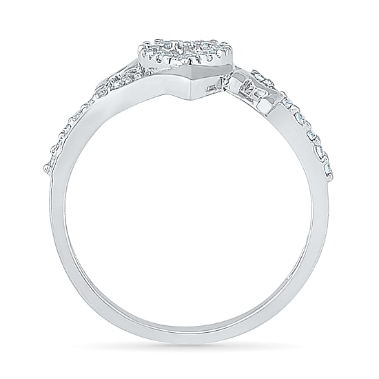 "Mom" Womens 1/6 CT. T.W. Natural White Diamond 10K Gold Heart Cocktail Ring