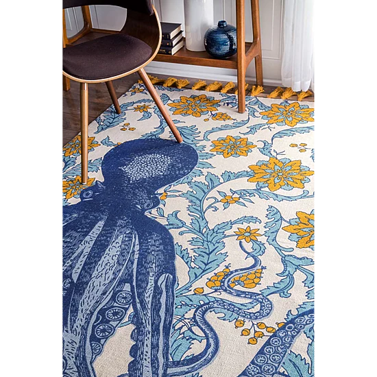 nuLoom Thomas Paul Flatweave Cotton Octopus Rug