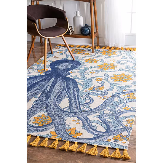 nuLoom Thomas Paul Flatweave Cotton Octopus Rug